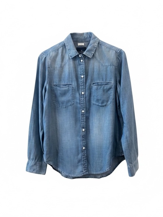 American Eagle Outfitters Tops - American Eagle Outfitters Boyfriend Fit Pearl Snap Shirt Sz Medium Chambray